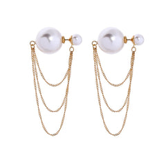 Pearl & 18K Gold-Plated Tiered Chain Ear Jacket