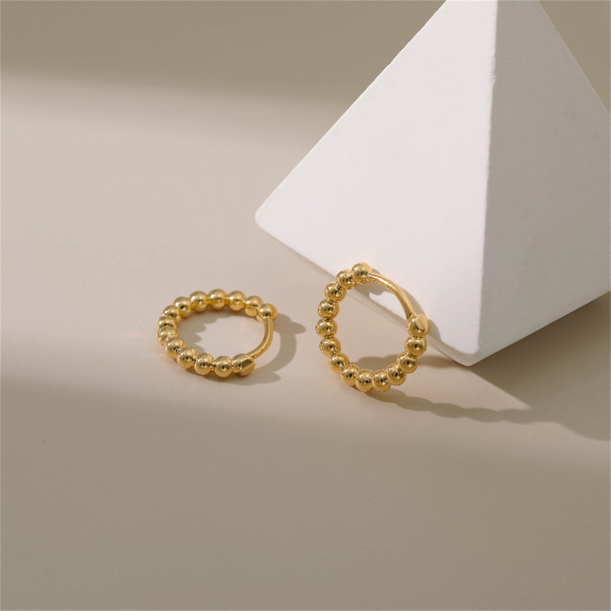 18K Gold-Plated Beaded Chain Huggie Earrings