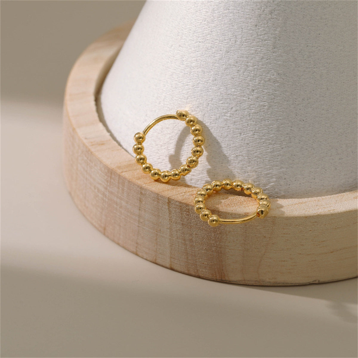 18K Gold-Plated Beaded Chain Huggie Earrings