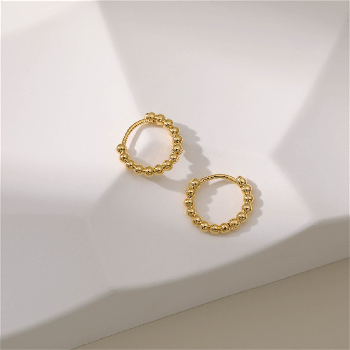 18K Gold-Plated Beaded Chain Huggie Earrings