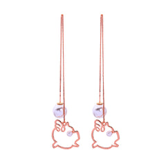 Pearl & 18K Gold-Plated Open-Pig Threader Earrings