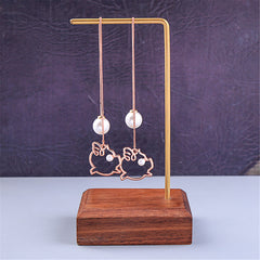 Pearl & 18K Gold-Plated Open-Pig Threader Earrings