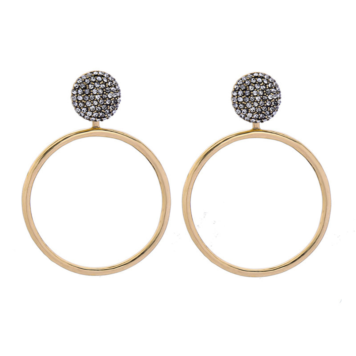 Cubic Zirconia & 18K Gold-Plated Round Dangle Earrings