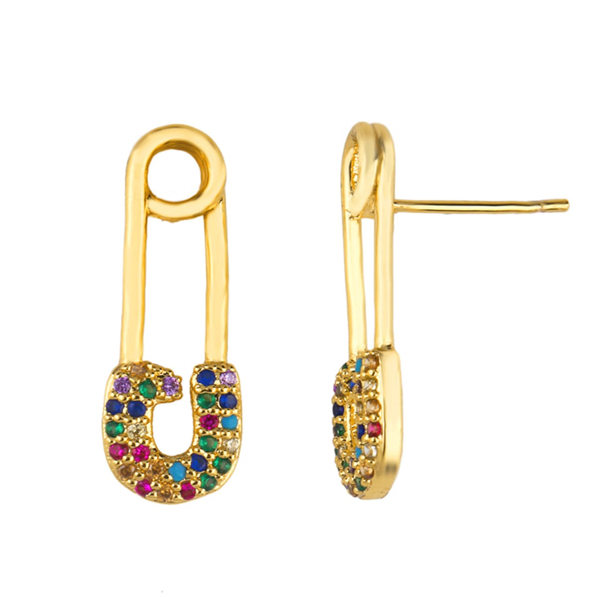 Cubic Zirconia & 18K Gold-Plated Pin Drop Earrings