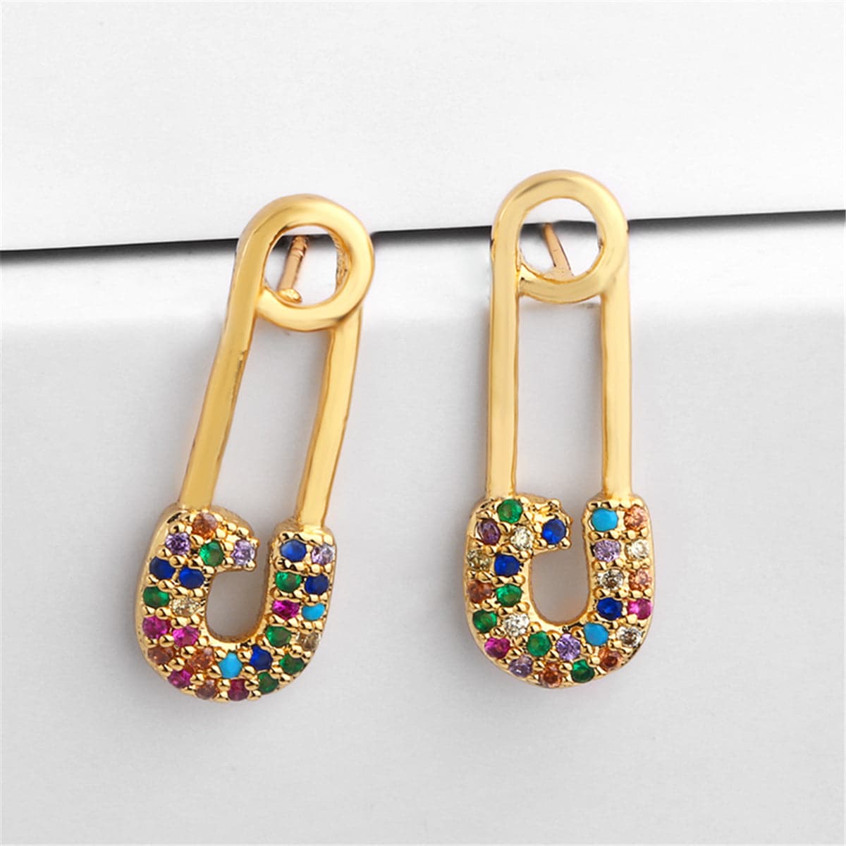 Cubic Zirconia & 18K Gold-Plated Pin Drop Earrings