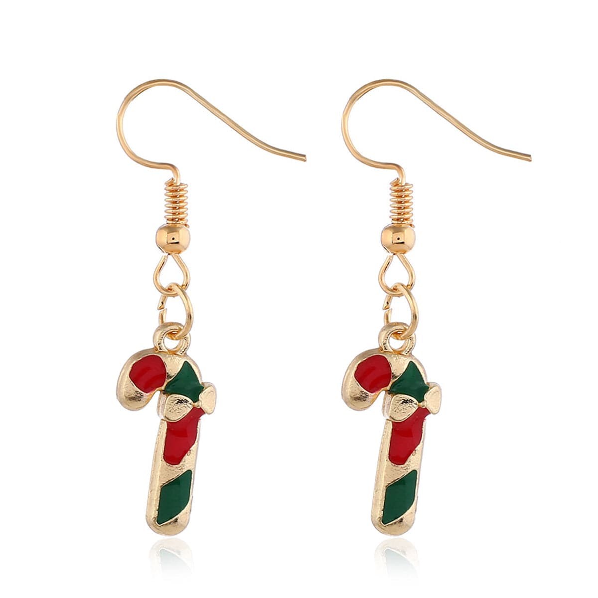 Green & 18K Gold-Plated Candy Cane Crutch Drop Earrings