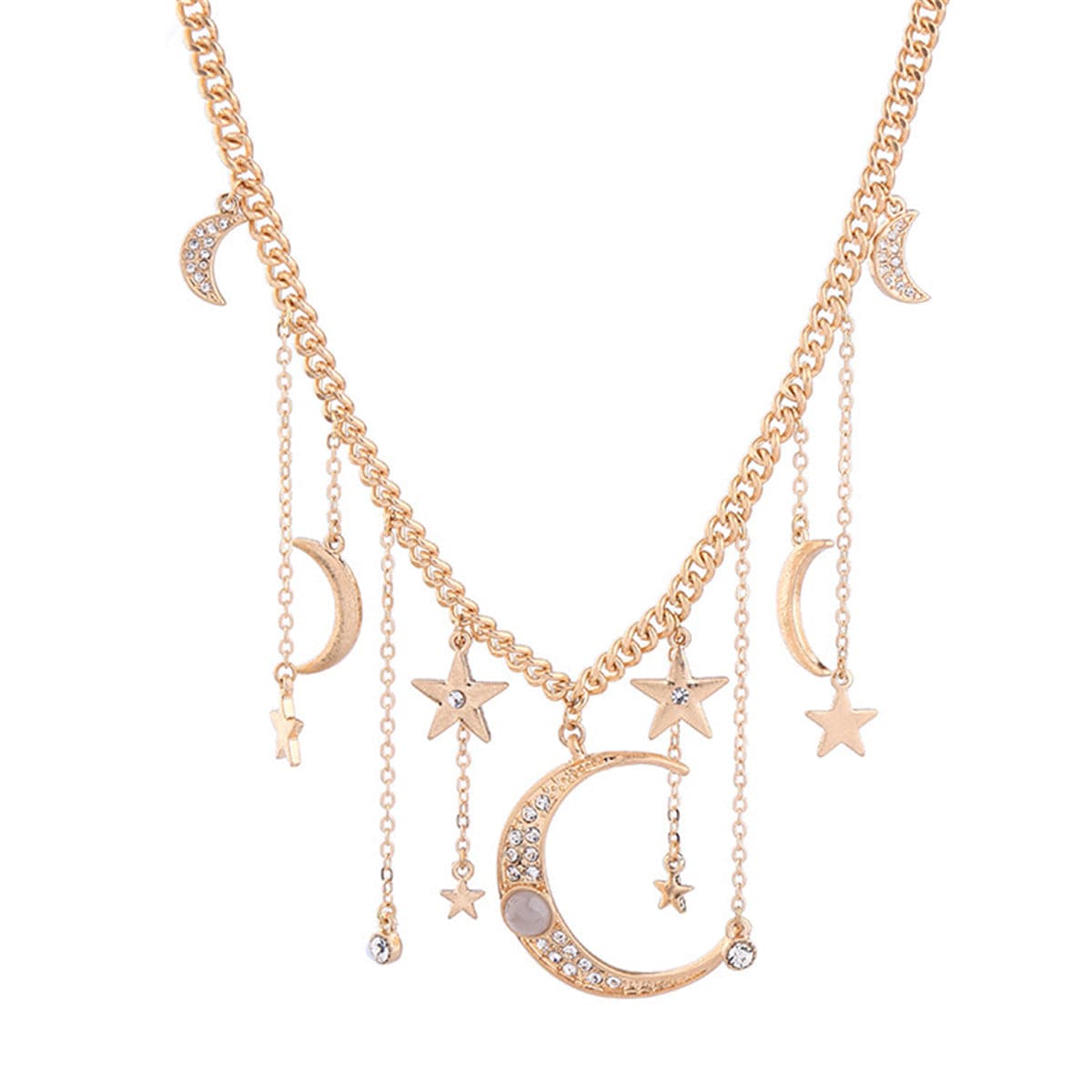 Cat's Eye & Cubic Zirconia Celestial Statement Necklace