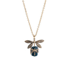 Green & 18K Gold-Plated Dragonfly Pendant Necklace